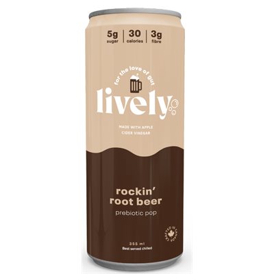 Lively Soda prébiotique rockin' root beer 355ml