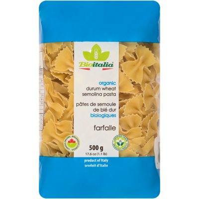 Bioitalia Pâtes de Semoule de Blé Dur Biologiques Farfalle 500 g