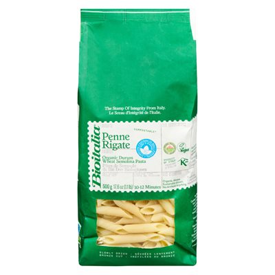 Bioitalia Pâtes de Semoule de Blé Dur Biologiques Penne Rigate 500 g