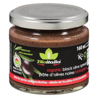 Bioitalia Pâte d'Olives Noires Biologique 160 ml Bioitalia Pâte d'Olives Noires Biologique 160 ml