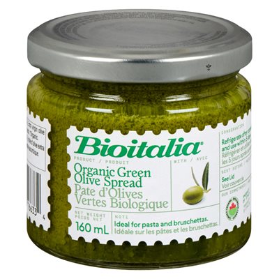 Bioitalia Pâte d'Olives Vertes Biologique 160 ml