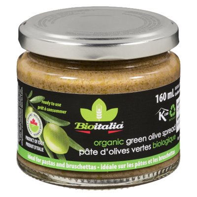 Bioitalia Organic Green Olive Spread 160 ml 