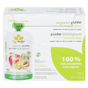 Bioitalia Organic Puree Apple, Kiwi and Spinach 6 Pouches x 120 g (720 g) 6x120g