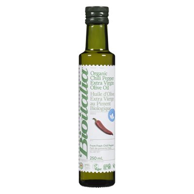 Bioitalia Peper Olio Huile d'Olive Extra Vierge au Piment Biologique 250 ml