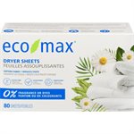 Ecomax dryer sheets unscented 80 sheets 