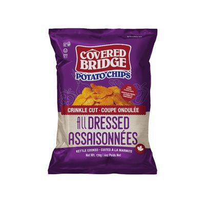 COVERED BRIDGE CHIPS ALL DRESSED CRINKLE CUT 170g