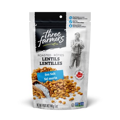 Three Farmers Roasted Lentils - Sea Salt 140g