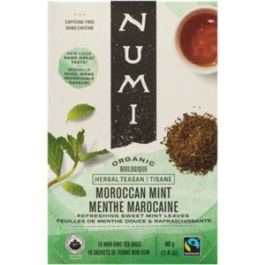Numi Herbal Teas Moroccan Mint Organic 18 Non GMO Tea Bags 