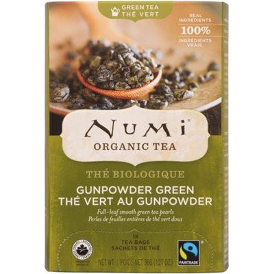 Numi Thé Vert Thé Vert Gunpowder Biologique 18 Sachets de Thé Non OGM 36 g