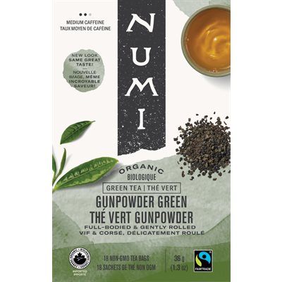 Numi Green Tea Gunpowder Green Organic 18 Non GMO Tea Bags 