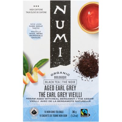 Numi Thé Noir Thé Earl Grey Vieilli Biologique 18 Sachets de Tisane Non OGM 36 g