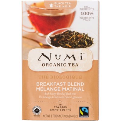 Numi Thé Noir Mélange Déjeuner Biologique 18 Sachets de Thé Non OGM 40 g