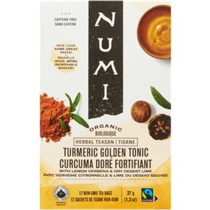 Numi Herbal Teas Turmeric Golden Tonic Organic 12 Non GMO Tea Bag