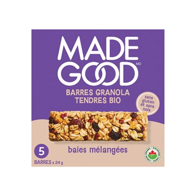 Made Good Barres Granola Baies Mélangées 5 Barres x 24 g (120 g) bio
