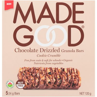 Made Good Chocolate Drizzled Granola Bars Cookie Crumble 5 Bars x 24 g (120 g) 120g