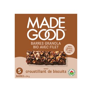 Made Good Barres Granola avec Filet de Chocolat Croustillant de Biscuits 5 Barres x 24 g (120 g)bio