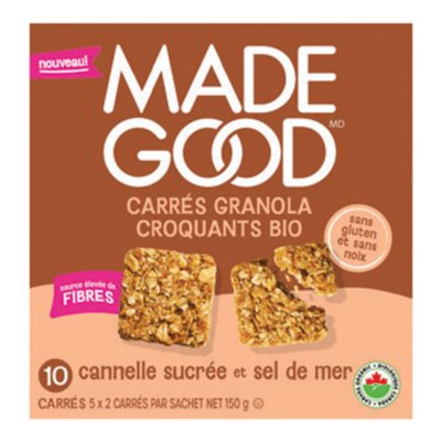 Made Good Carrés Granola Croquants Cannelle Sucrée Et Sel De Mer Bio 150g
