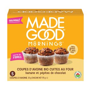 Made Good Organic Banana Chocolate Chips Baked Oat Cups 175G