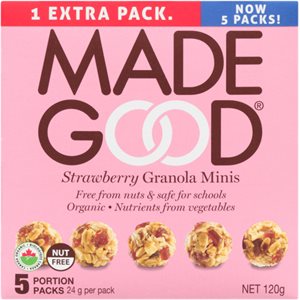 Made Good Bouchées Granola Fraise 5 Emballages d'Une Portion x 24 g (120 g)