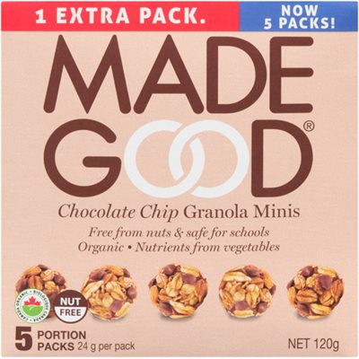 Made Good Granola Minis Chocolate Chip 5 Portion Packs x 24 g (120 g) 120g