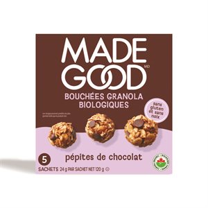 Made Good Bouchées Granola Pépites de Chocolat 5 Emballages d'Une Portion x 24 g (120 g)