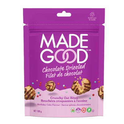 Made Good Birthday Cake Flavour Chocolate Drizzled Crunchy Oat Bites 100G