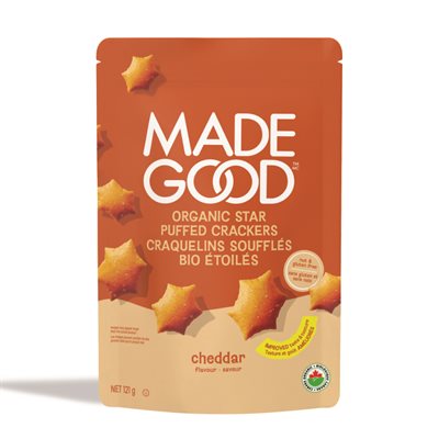 Made Good Craquelins Soufflés en Forme d'étoile Arôme de Cheddar 121 g bio