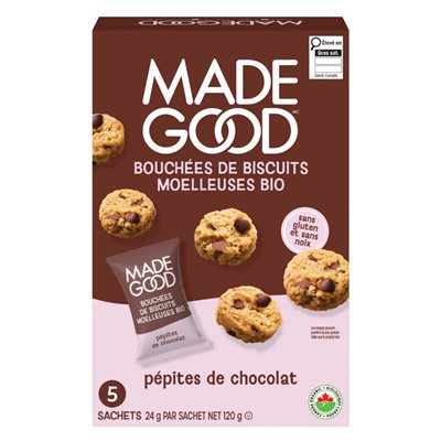 Made Good Mini-Biscuits Moelleux Grains de Chocolat 5 Emballages d'une Portion x 24 g (120 g) bio