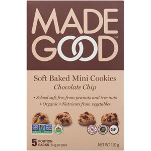 Made Good Mini-Biscuits Moelleux Grains de Chocolat 5 Emballages d'une Portion x 24 g (120 g)