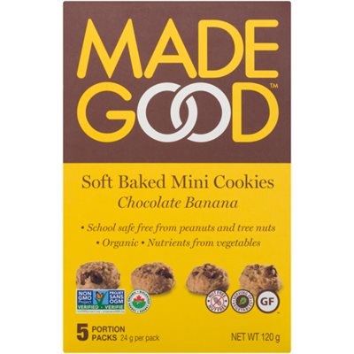 Made Good Soft Baked Mini Cookies Chocolate Banana 5 Portion Packs x 24 g (120 g) 