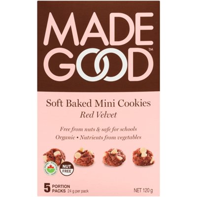 Made Good Soft Baked Mini Cookies Red Velvet 5 Portion Packs x 24 g (120 g) 120g