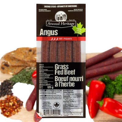 Atwood Heritage Saussage Stick Angus Beef Hot Grass Fed 125g