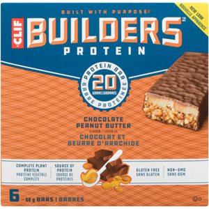 Clif Builders Barre Protéinée Saveur de Chocolat et Beurre d'Arachide 6 Barres x 68 g