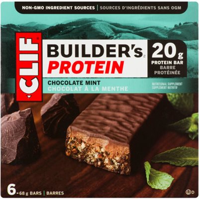 Clif Builders Barre Protéinée Saveur de Chocolat à la Menthe 6 Barres x 68 g