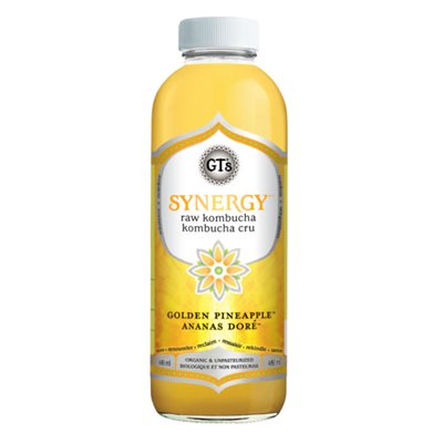 GT's Living Foods Synergy Kombucha Ananas Doré 480 ml