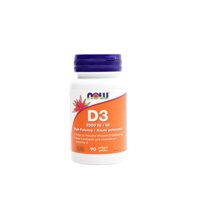 Now Vitamin D3 2500IU High potency 90sg 