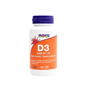 Now Vitamin D3 2500IU High potency 180sg 180sg