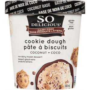 So Delicious Dairy Free Non-Dairy Frozen Dessert Cookie Dough Coconut 500 ml