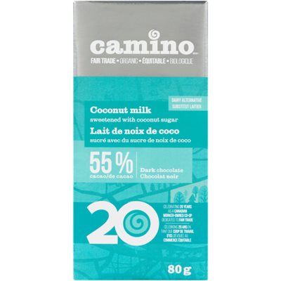 Camino Chocolat Noir Lait de Noix de Coco 80 g