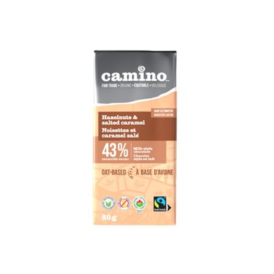 Camino Hazelnut & Salted Caramel Milk-Style Chocolate Bar 80g