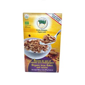 Tau Organic Bran Flakes and Raisins Cereal 750g