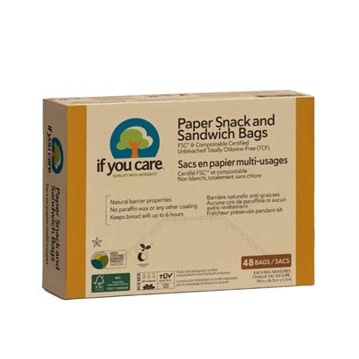 If You Care Sacs En Papier Pour Collations Et Sandwichs 48 Sacs