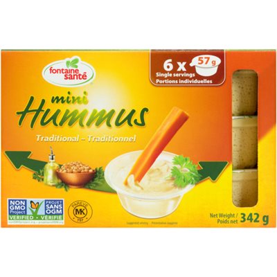 Fontaine Sant Mini Hummus Traditional 6 Single Servings x 57 g (342 g) 342g