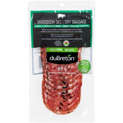 duBreton Organic Dry Boreal Black Trumpets Sausage 65g