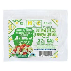 M-C Dairy Organic Grass Fed Pressed Cottage Cheese 0.8% M.F. 400G
