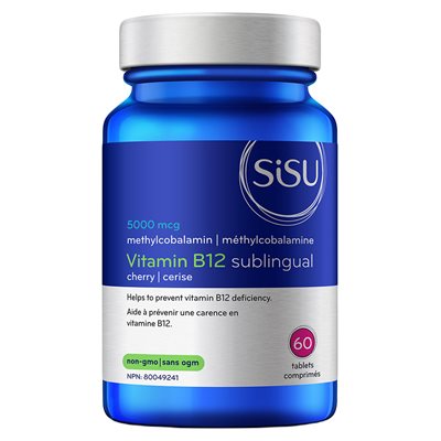 Sisu B12 5000 mcg - méthylcobalamine sublinguale, cerise 60un