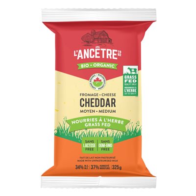 L'Ancêtre Fromage Cheddar Medium nourri à l'herbe Bio 325g L'Ancêtre Fromage Cheddar Medium nourri à l'herbe Bio 325g