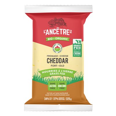 L'Ancêtre Fromage Cheddar Fort nourri à l'herbe Bio 325g