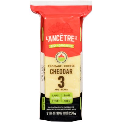 L'Ancêtre Fromage Cheddar Vieilli 3 Ans Bio 200g L'Ancêtre Fromage Cheddar Vieilli 3 Ans Bio 200g
