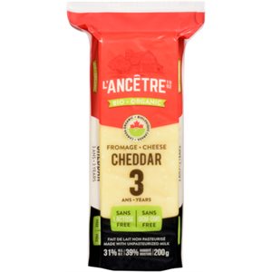 L'Ancetre Aged Cheddar Cheese 3 Years Organic 200G